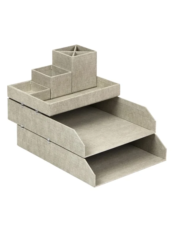 BigsoBox 4tlg. Set: Desktop-Organizer „Lena“ In Beige 4