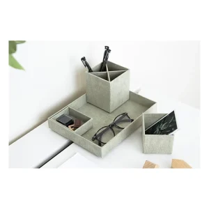 BigsoBox 4tlg. Set: Desktop-Organizer „Lena“ In Beige 22