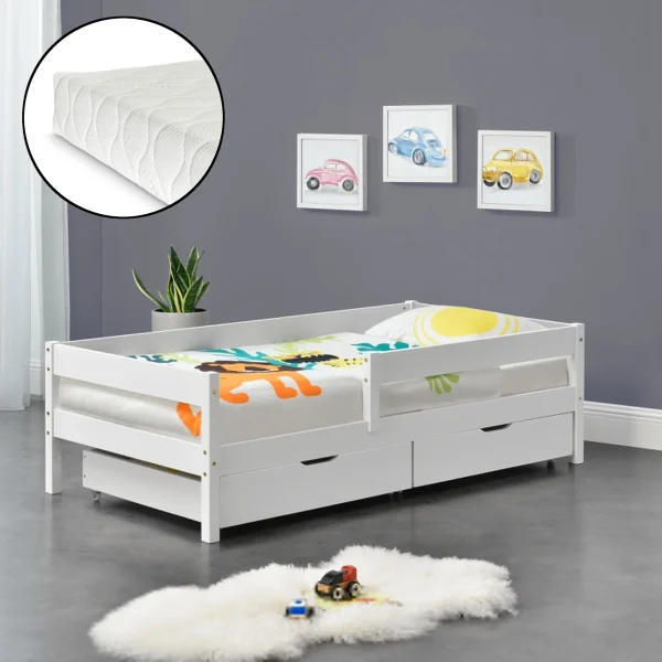 En.casa Kinderbett Borgarnes Mit Matratze In Weiß (L)200cm (B)90cm 3