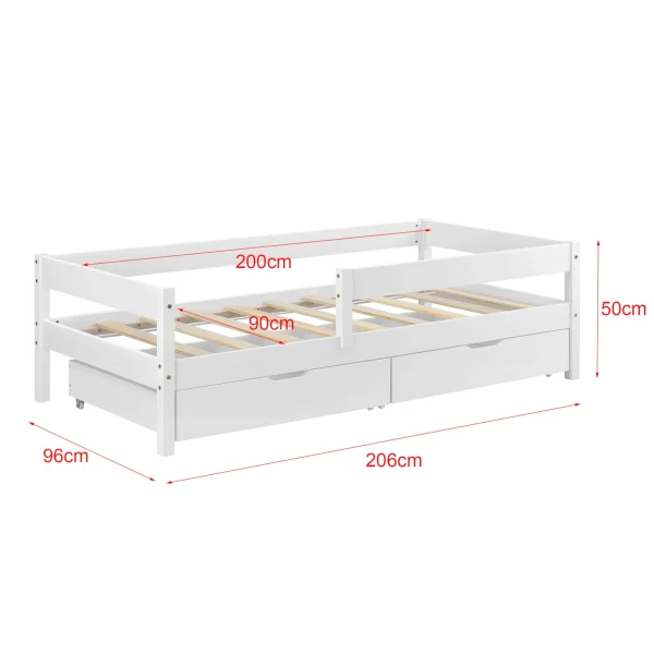 En.casa Kinderbett Borgarnes Mit Matratze In Weiß (L)200cm (B)90cm 4