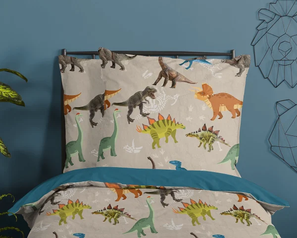 GOOD MORNING Kinder-Wendebettwäsche Dino, Renforcé, 135 X 200 Cm, Mit Reißverschluss 4