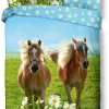 GOOD MORNING Kinder-Wendebettwäsche Horses, Baumwolle, Blau/grün, 135 X 200 + 80 X 80 Cm 28