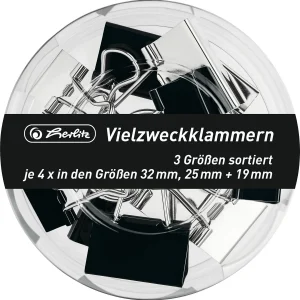 Herlitz Vielzweckklammern Just Black In 3 Größen, 12 Stück 7