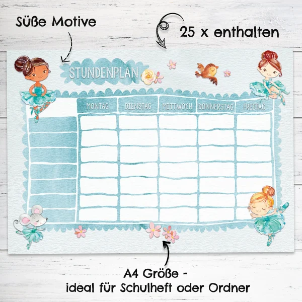 PAPIERDRACHEN Stundenpläne Ballerina, A4, 25 Blatt 3