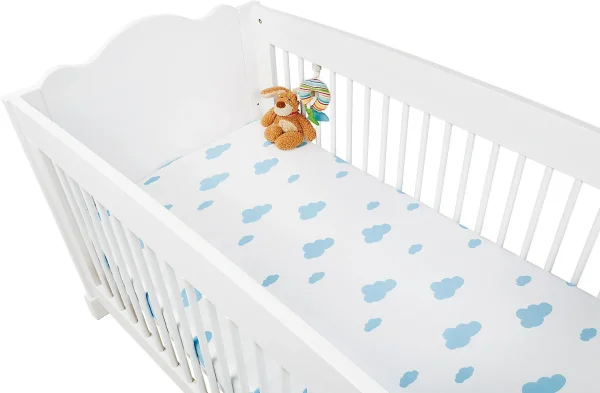 Pinolino Spannbettlaken 2er Set, Wölkchen, Jersey, Hellblau Und Weiß, 60 X 120… 1