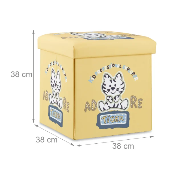 Relaxdays Sitzhocker Kinder Tiger – (B)38 X (H)38 X (T)38 Cm 4