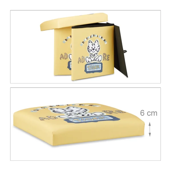 Relaxdays Sitzhocker Kinder Tiger – (B)38 X (H)38 X (T)38 Cm 5
