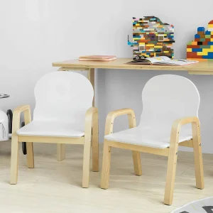SoBuy Stühlchen In Weiß Und Natur – (B)40 X (H)53 X (T)32cm 10