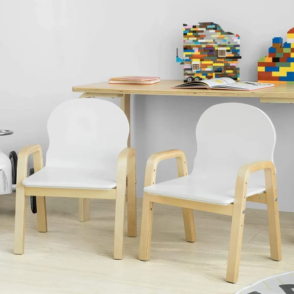 SoBuy Stühlchen In Weiß Und Natur – (B)40 X (H)53 X (T)32cm 3