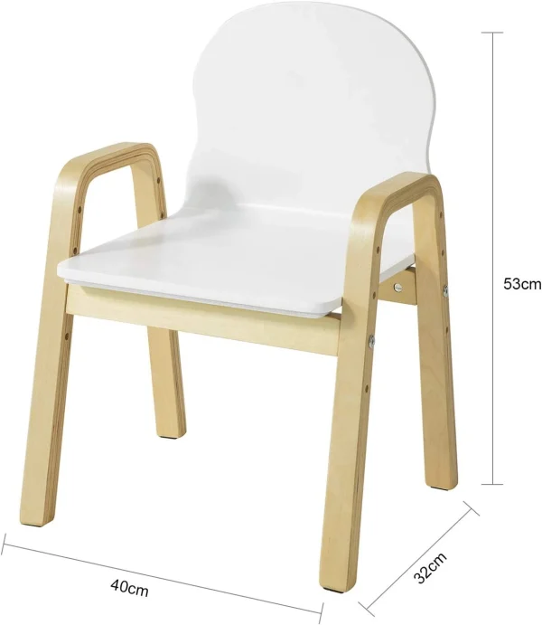 SoBuy Stühlchen In Weiß Und Natur – (B)40 X (H)53 X (T)32cm 5