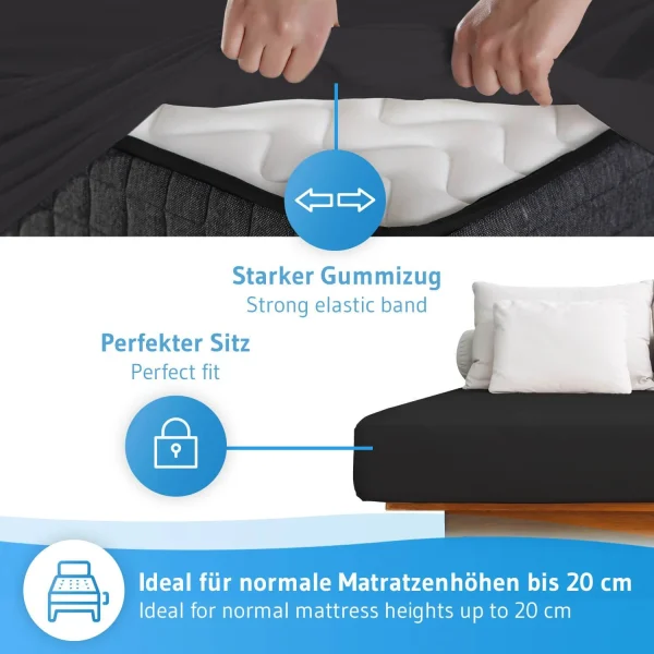 Third Of Life Spannbettlaken „ALBA“ Aus 100% Oekotex-Baumwolle GOTS Zertifiziert In Schwarz 4