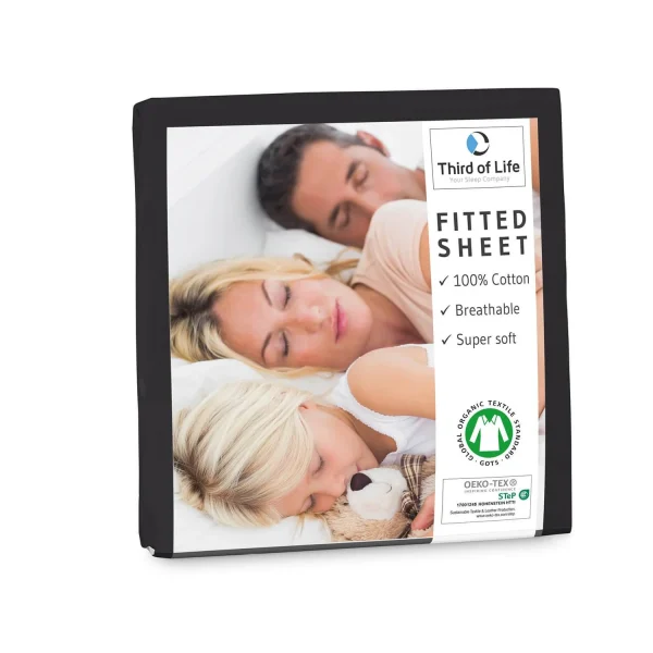 Third Of Life Spannbettlaken „ALBA“ Aus 100% Oekotex-Baumwolle GOTS Zertifiziert In Schwarz 1