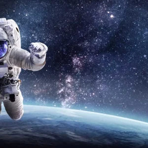 Tischsetmacher.de Schreibtischunterlage „Astronaut Im Weltall“ In Blau (L)100 X (B)50 8