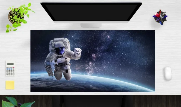 Tischsetmacher.de Schreibtischunterlage „Astronaut Im Weltall“ In Blau (L)100 X (B)50 1