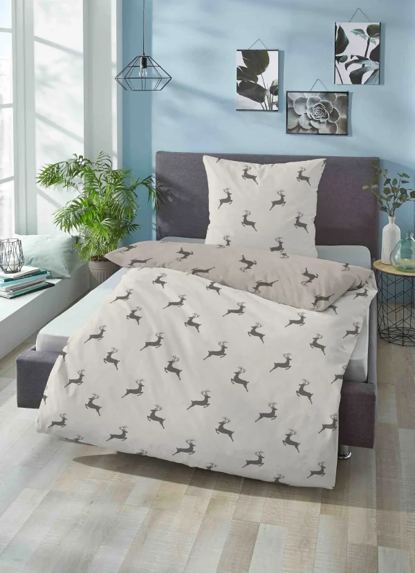 Traumschloss Flanell-Melange Wendebettwäsche – Hirsch In Natur 3
