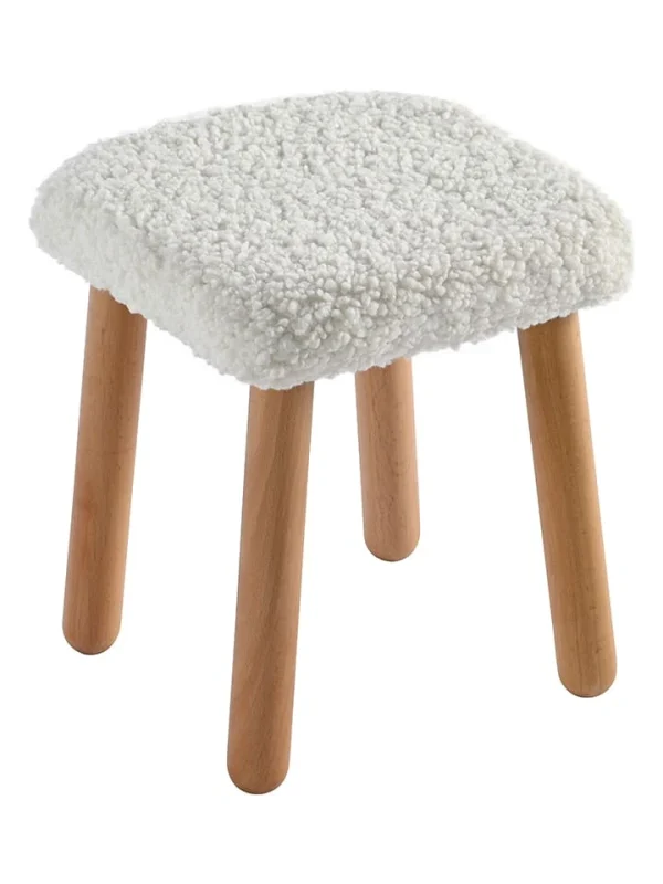 Woody Kids Hocker In Natur/ Weiß – (L)26 X (B)26 X (H)30 Cm 1